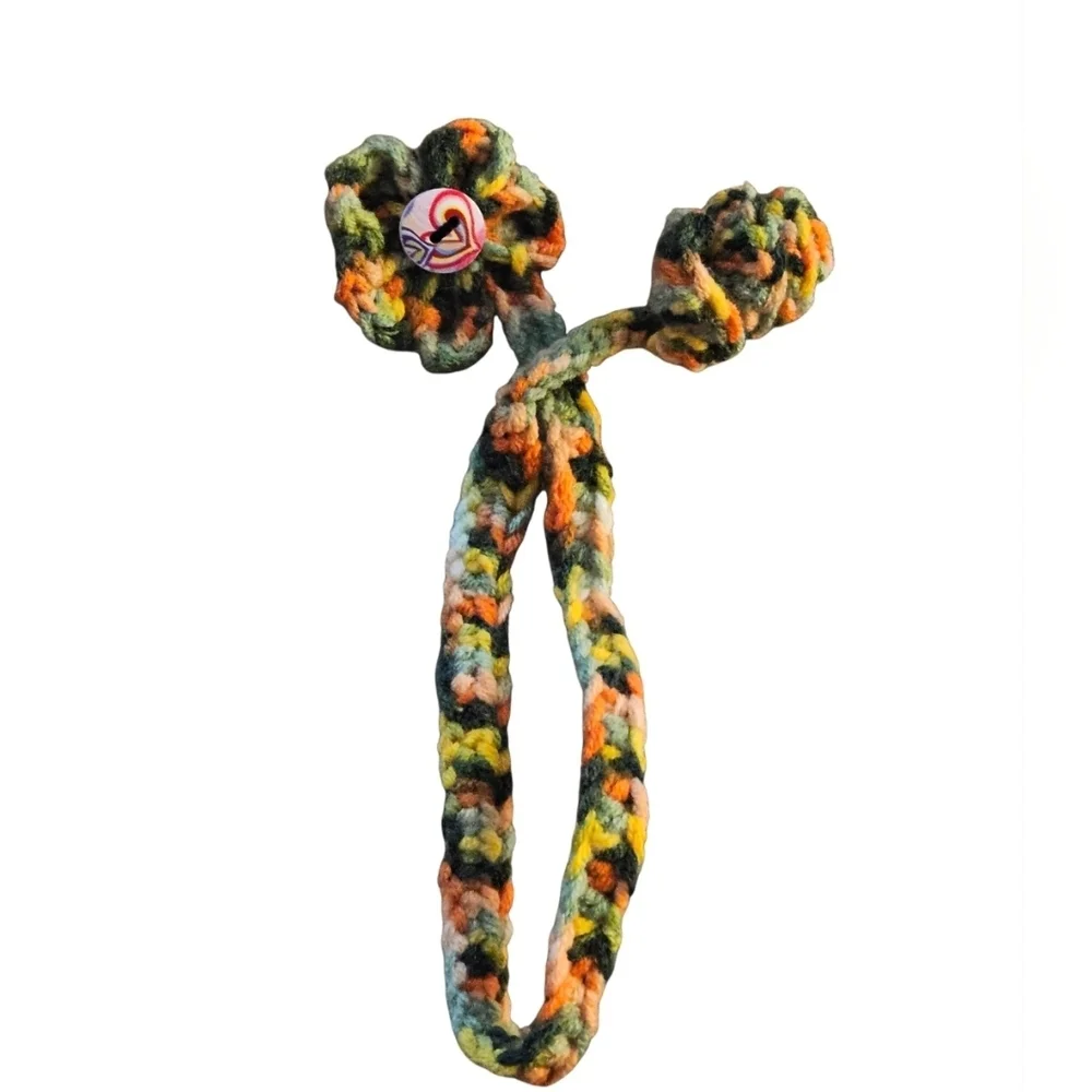 Handmade Bookmark Crochet Purse Charm Floral multicolor Zipper pull Bohemian